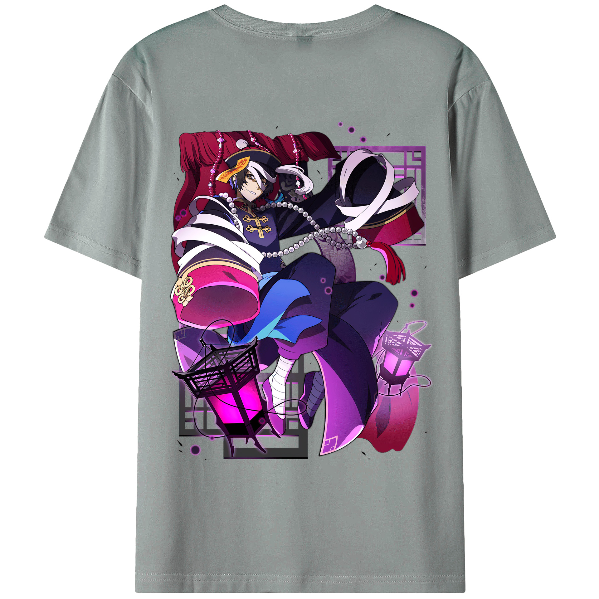 （画像用） 文豪ストレイドッグス Bungo Stray Dogs 綿100％ メンズ半袖Tシャツ（バックプリント） 通気性